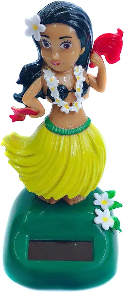 ikasus Car Dashboard Bobble Head Decoration Hawaiian Hula Dancer Girl Shaking Ornament Solar Powered Dancing Toy Car Interior Doll Ornament Shaking Ornament for Car Office Desk Home Decor