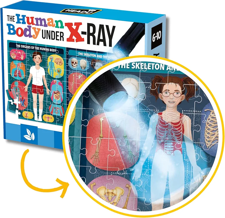 Headu The Human Body under X-Ray, Educational Toys for Boys and Girls Ages 6-10 Years Old, Kids Learning Toys, Teacher Homeschool Supplies, Birthday