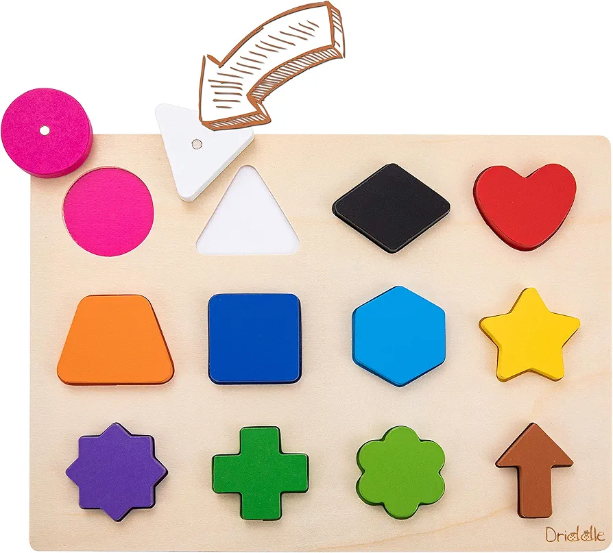 Magnetic Wooden Educational Shape Puzzle - Learn Colors & Shape Recognition Toy – Toddler Preschool Game – Kids Montessori Education