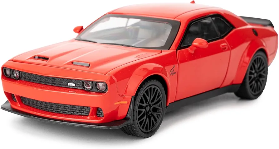 BDTCTK 1/32 Dodge Challenger Hellcat Model Car, Zinc Alloy Pull Back Toy car with Sound and Light for Kids Boy Girl Gift(Red)