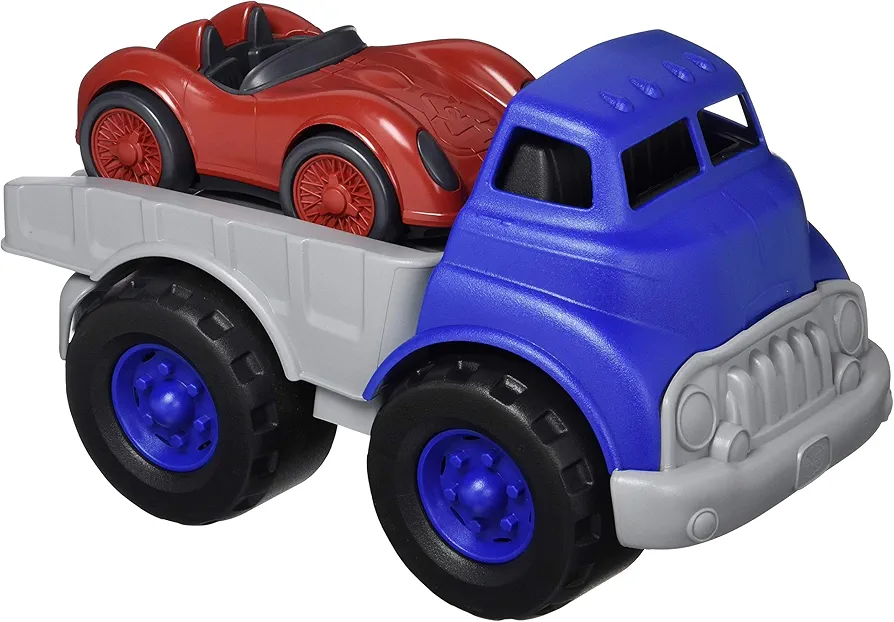 Green Toys Flatbed & Race Car, CB - Pretend Play, Motor Skills, Kids Toy Vehicles. No BPA, phthalates, PVC. Dishwasher Safe, Recycled Plastic, Made in USA.