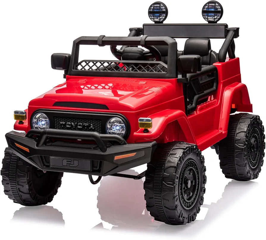 12V Ride on Car for Kids, Licensed Toyota Ride on Truck, Battery Powered Electric Kids Car with Remote Control, Music, LED Lights, Suspension System, Double Doors, Safety Belt, for Boys Girls,Red