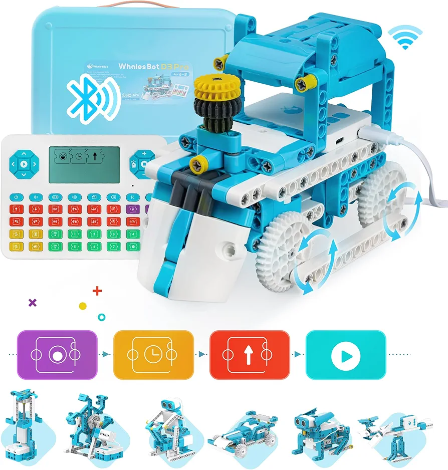 D3 Pro Coding Robot - 12-in-1 STEM Robotic Kit for Kids 6+ Years | Screen-Free Coding Learning with Coding Pad | Early STEM Education | Ideal Gift for Boys and Girls