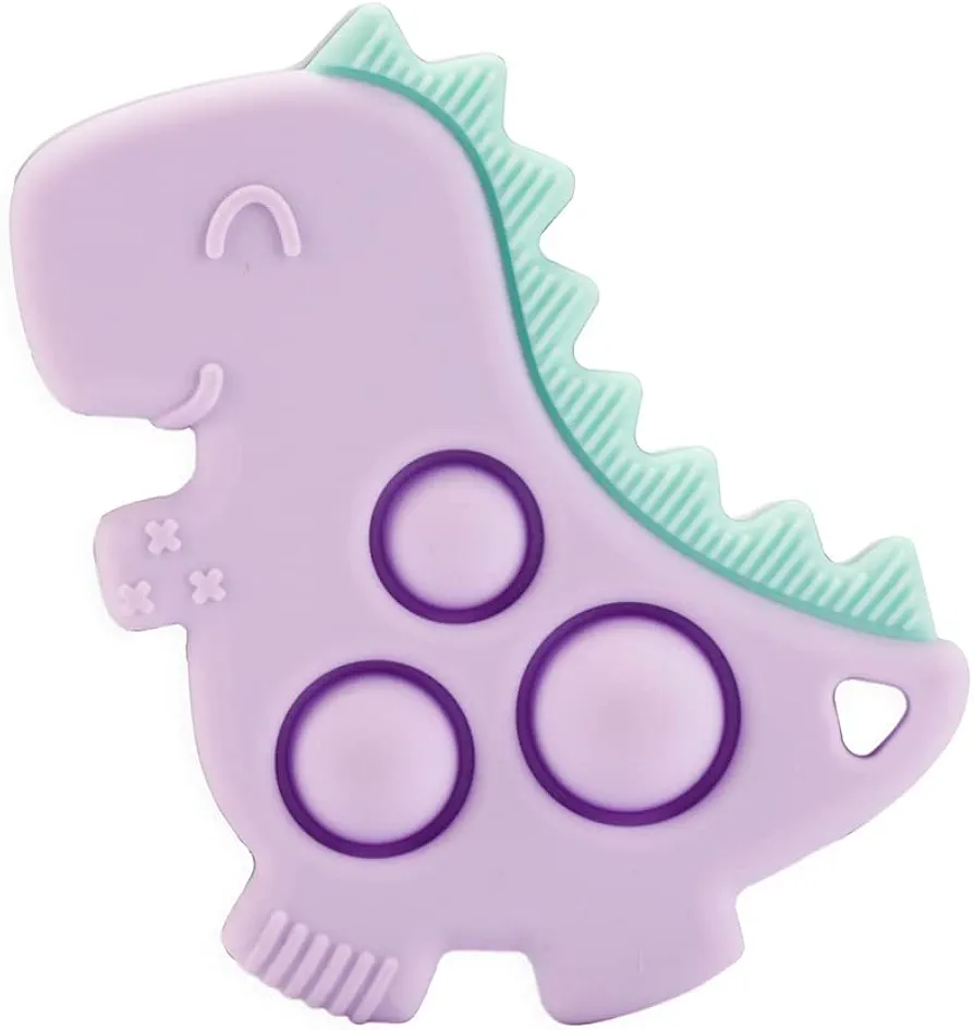 Itzy Ritzy Sensory Popper Toy for Babies - Itzy Pop Toy Features Raised Textures to Soothe Sore Gums, Relieve Stress & Improve Motor Skills - Baby & Toddler Fidget Toy for 3 Mo. & Up (Purple Dinosaur)