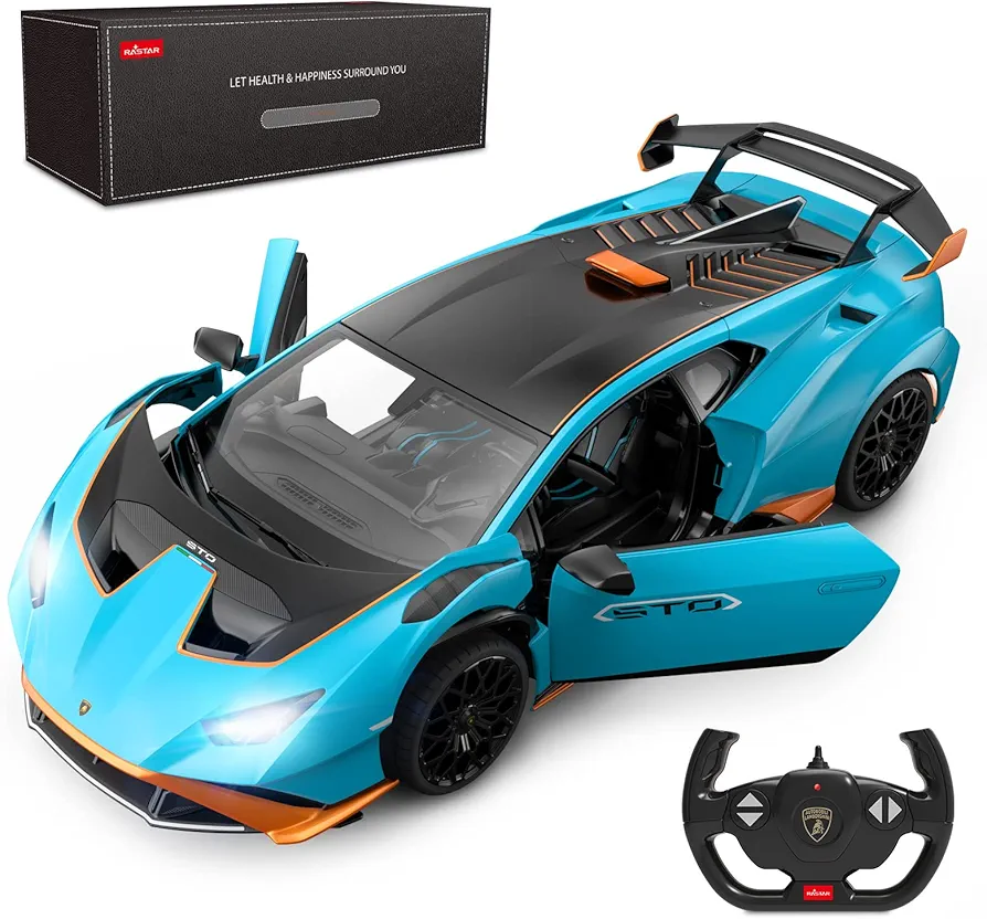 RASTAR Lamborghini RC Car R/C 1/14 Lamborghini Huracán STO Model Car Blue Lamborghini Toy Car 2.4Ghz Remote Control Car for Boys 8-12