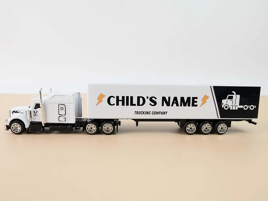 Personalized Toy Truck with Name Custom Semi Truck Toy Tonka Container Car Carrier for Grils Boys Teens Birthday