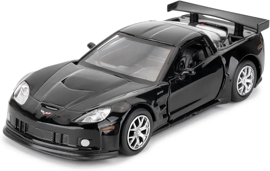 1/36 Die-cast Alloy Car, Chevrolet Corvette C6R Model Car, Toy Car with Pullback Function, Model Toy for Collection, Gift for Boys and Girls (Black)