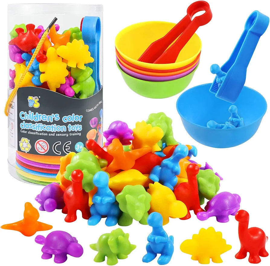 RAEQKS Counting Sorting Toys Matching Stacking Toys with Bowls Preschool Learning Activities for Math Color Sorting Educational Sensory Montessori STEM Toy Sets for Kids Aged 3+ Years Old Boys Girls