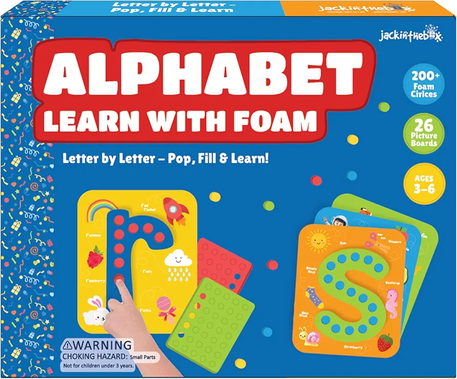 jackinthebox Toddler Toys, Learn Alphabet with Foam, Learning Toys for Toddlers, Unique Learning Resources, Great Gift for Toddlers 3 4 5 Years Old, Classroom Must Haves, Perfect for Learning A B C D