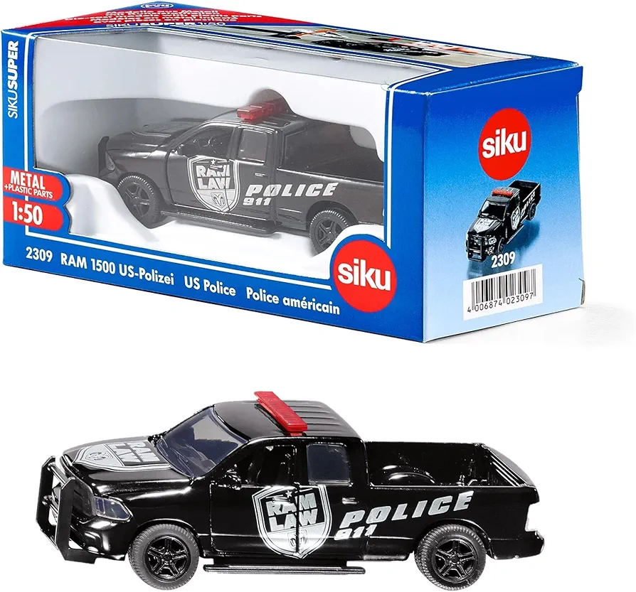 Siku 2309, Dodge Ram 1500 Police Pick-Up, 1:50, Metal/Plastic, Removable tyres, Movable parts, Black