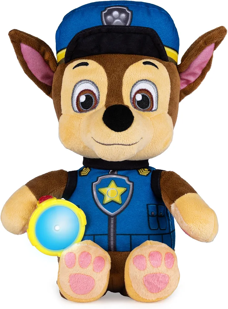 Paw Patrol, Snuggle Up Chase Plush with Flashlight and Sounds, for Kids Aged 3 and Up