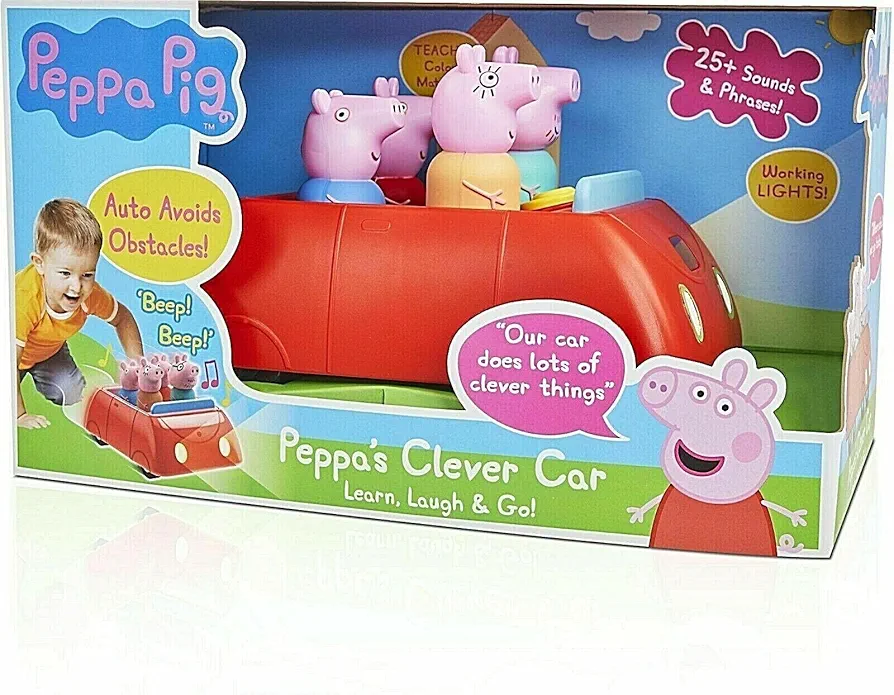 Peppa Pig's Clever Car Interactive Pre-School Toy With Lights And Sounds - Self Driving - Plays Peppa Music And Talks - Motorized Vehicle With Collision Avoidance Sensors– Red