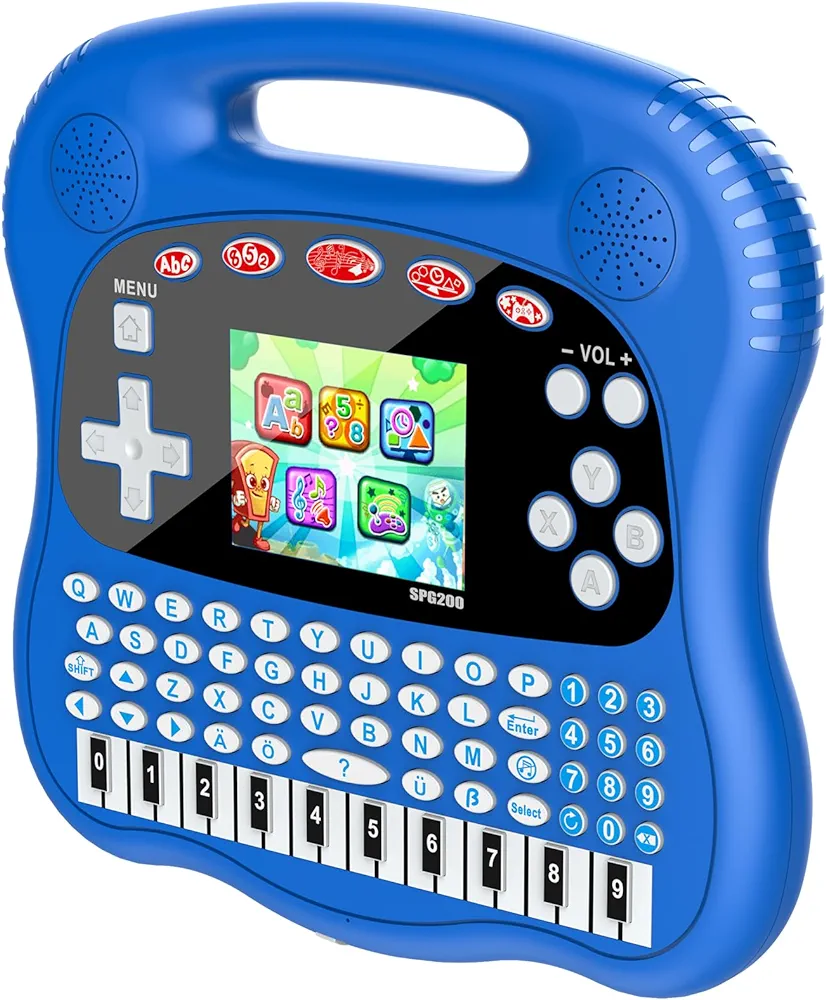 Interactive Early Learning Tablet - Educational Toys for Ages 2+ - Abc's, Words, Shapes, Numbers, Games, Music - Encourages Independent Play - Electronic Toys Gifts (Blue)