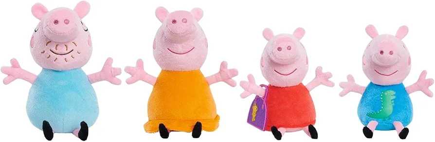 Peppa Pig Family Small Plush Stuffed Animals 4-piece Set, Peppa Pig, Mummy Pig, Daddy Pig, and George