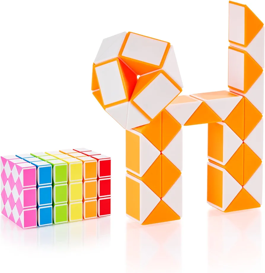 CUBIDI® Magic Snake Cube | Fidget Snake Toy for Kids | Travel Toys for Kids Ages 4-8 | Great Gift for Boys and Girls Birthday, Christmas, Stocking Stuffers - 36 Blocks | 0.9 inch x 0.7 inch | Orange