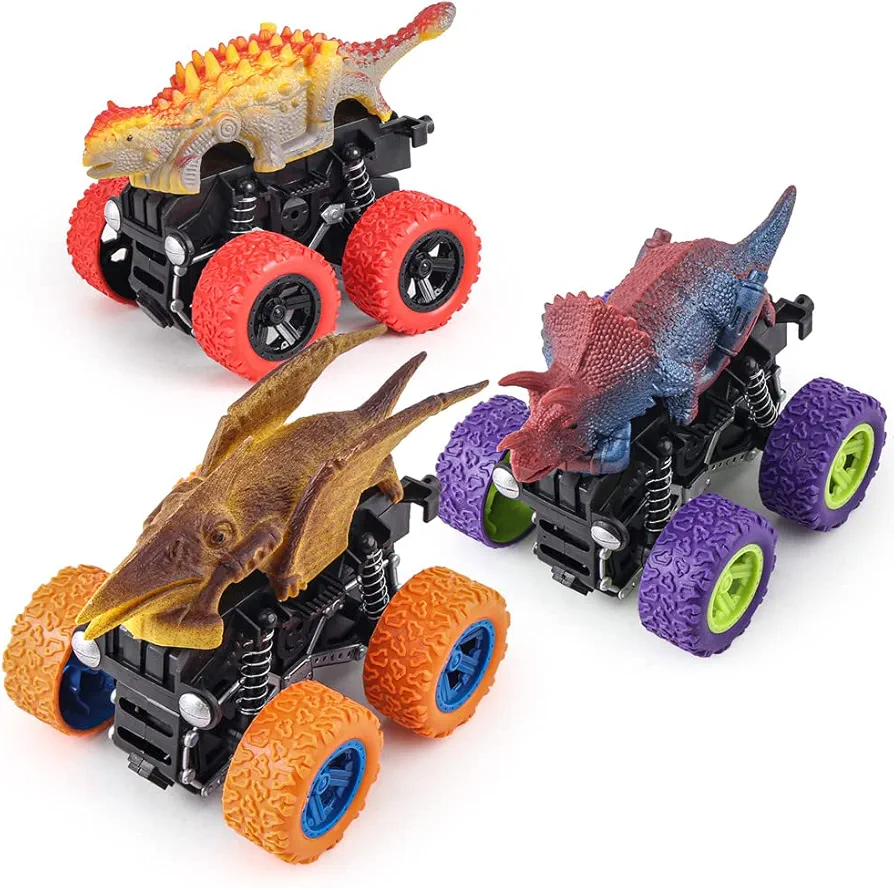 Dinosaur car for Kids,Dinosaur car for 3 4 5 6 7 Year Olds Girls Boys,Animal car for Kids Toddler Valentine's Day,Dinosaur Birthday Gift,Teacher Classroom Prize Toy (3PCS)