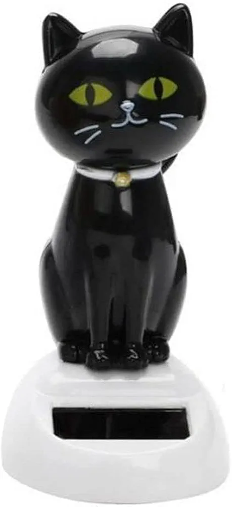 Black Solar Cat Toy Doll Dancing Cat Figure Car Ornament,Dancing Toy Ornaments Solar Powered Car Dashboard Interior Decoration Desktop Decor Kids Gift Window Party Car Desk Home，Learning and Education