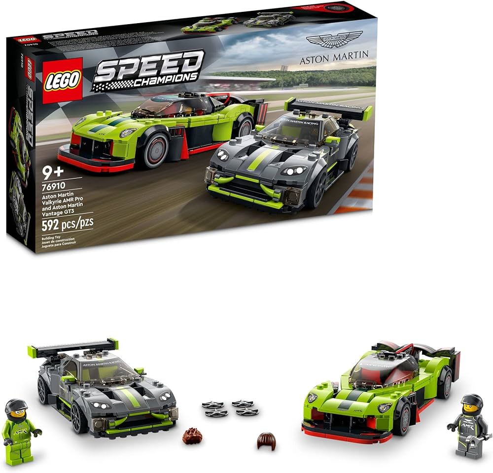 LEGO Speed Champions Aston Martin Valkyrie AMR Pro & Vantage GT3 2 Collectible Model 76910 - Race Car and Toy Set, includes 2 Driver Minifigures, Great Gift for Boys, Girls, and Teens Ages 9+