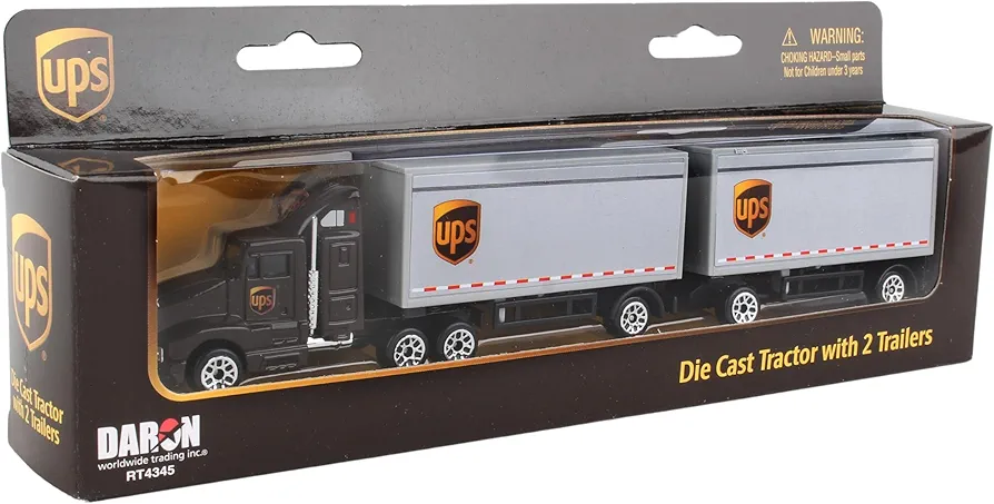 Daron UPS Die Cast Tractor with 2 Trailers