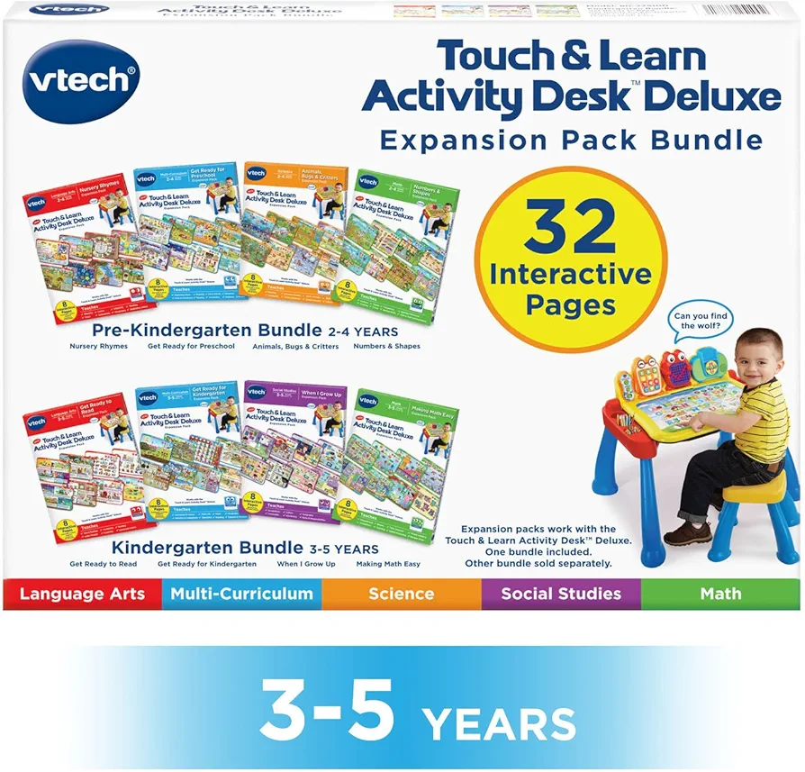 VTech Activity Desk 4-in-1 Kindergarten Expansion Pack Bundle for Age 3-5