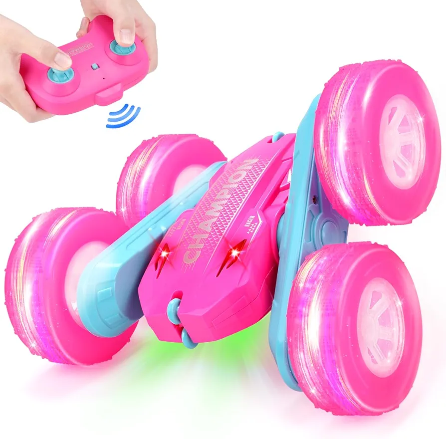 REMOKING Remote Control Car, STEM RC Cars RC Stunt Car Toys, 4WD Remote Control Cars with Lights and Headlights, Great Remote Control Cars Toys Gifts for Toddlers Kids Boys Girls 3 4 5 6 7 8 Years Old