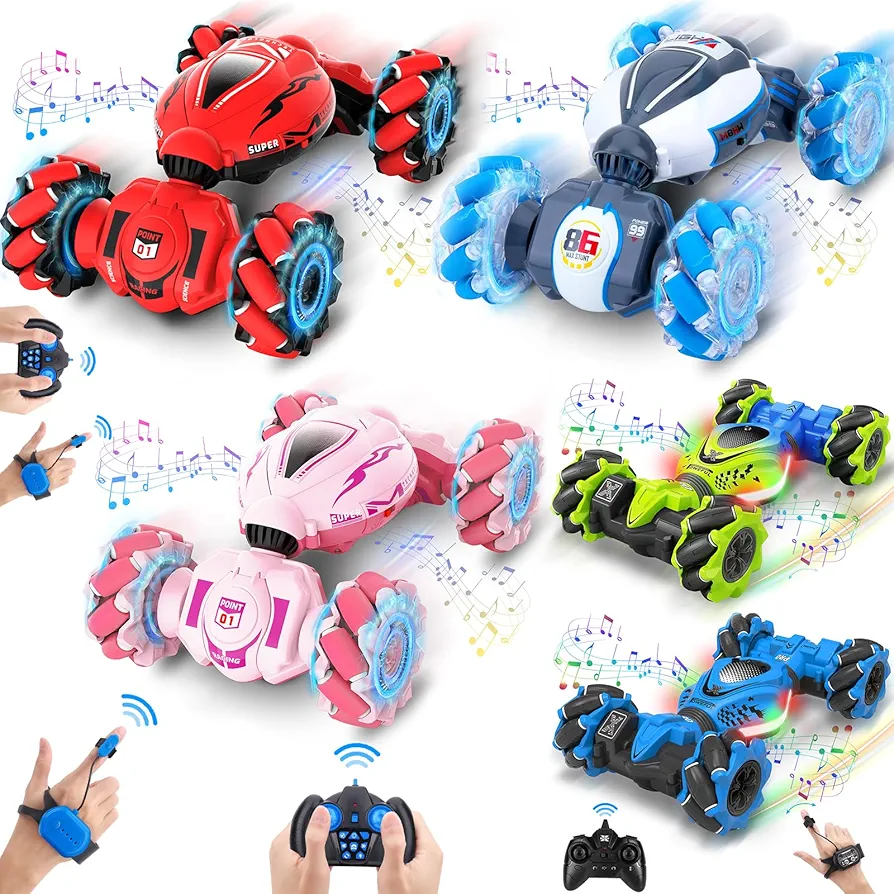 RC Car Toys for Boys Girls 6-12 Yr, Gesture RC Car 4WD Remote Control 360° Rotate All-Round Drift Off-Road with Lights Music, Birthday Xmas Gifts for Kids Aged 6 7 8 9 10 11 12 13, 5 Cars