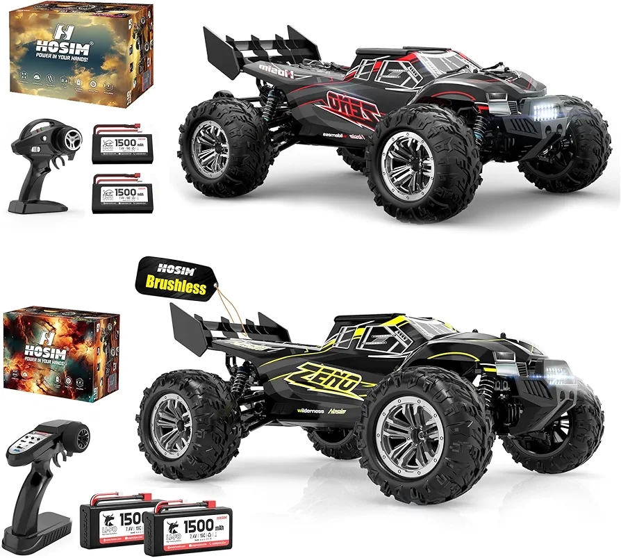 Hosim 1:10 RC Cars High Speed Large RC Truck 48+ KMH & 1:10 Brushless Rc Max 39+MPH Fast Remote Control