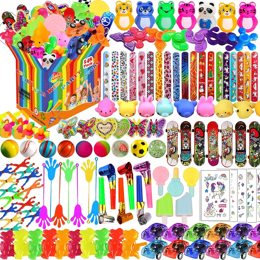 148 Pcs Party Favors for Kids 4-8-12 Assortment Toy,Treasure Box Toys for Classroom Prizes Reward,Carnival Prizes,Goodie Bags Stuffers Pinata Fillers,Stocking Stuffers for Boys and Girls