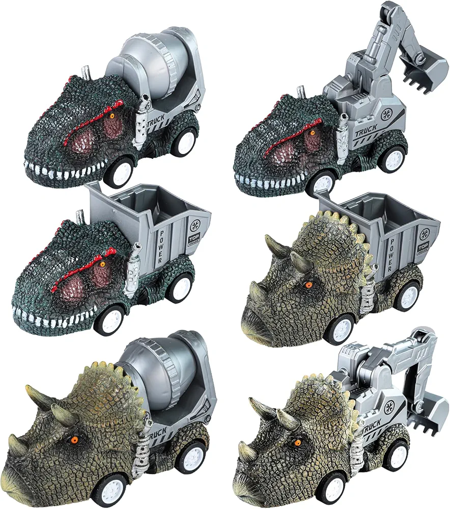 Realistic Dinosaur Engineering Cars for Kids 3-5 Year Old Boys and Girls T-Rex and Triceratops Toys 6 7 8 8+ Festivals Gift