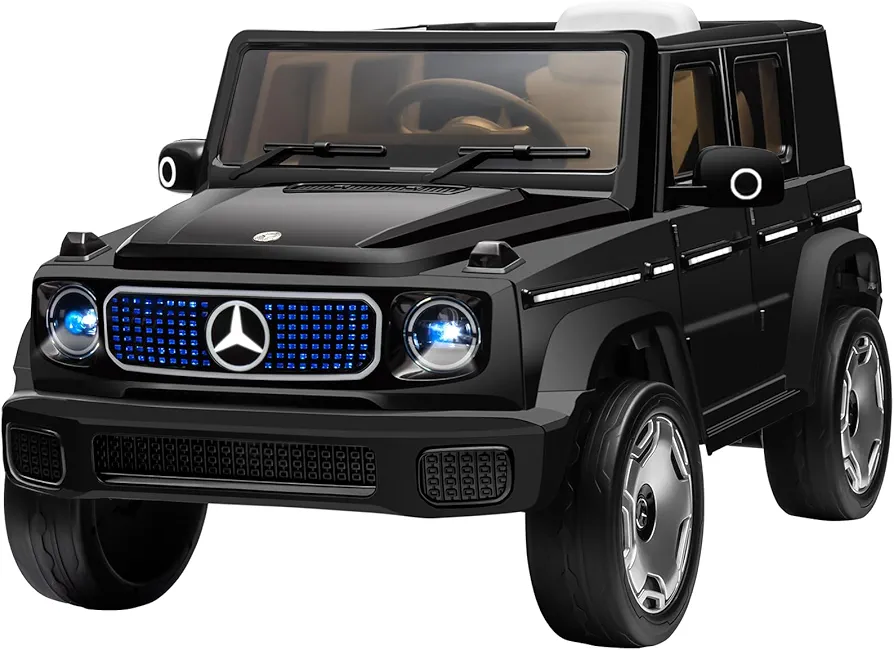 Kids Ride On Car, Licensed Mercedes-Benz Concept EQG Electric Car for Kids, 12V Ride on Truck Toy w/Remote Control, LED Light, 3 Speeds, Music, Aged 3-5 Years, Black