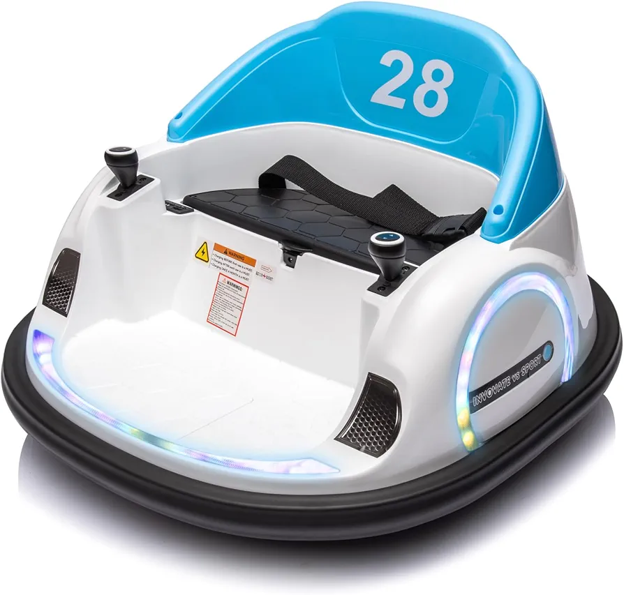 12V Bumper Car for Kids Toddler, Electric Ride on Bumper Car w/Parents Remote Control, 3 Speed, Bluetooth Music, LED Lights, 360°Spin, Ride on Bumping Toy Gift for 1.5-5Y Boys Girls