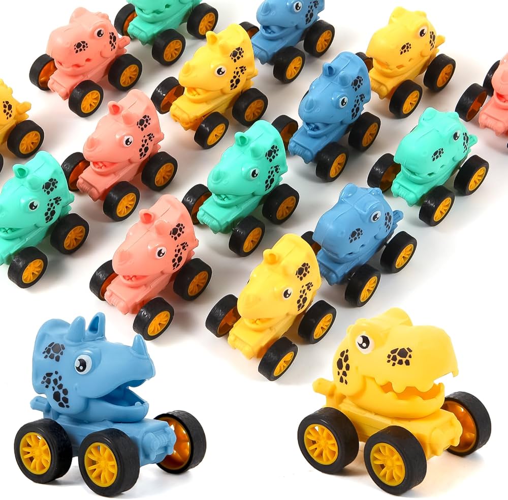 18Pcs Dinosaur Pull Back Cars Set for Kids Toddlers, Bulk Mini Racing Vehicles Toys Party Favors, Pinata Fillers, Goodie Bag Stuffers, Classroom Prizes for Boys Girls