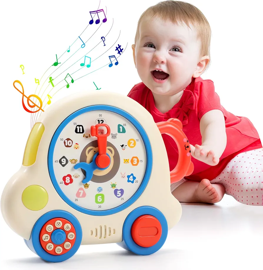 Montessori Toys for Toddlers 2 Years: Toddler Toys Age 2-4 2-3 Teaching Time Number Color Animals Clock Learning Toy for 2 3 4 5 Year Old Boy Girl Baby Musical Toys Kid Birthday Gifts