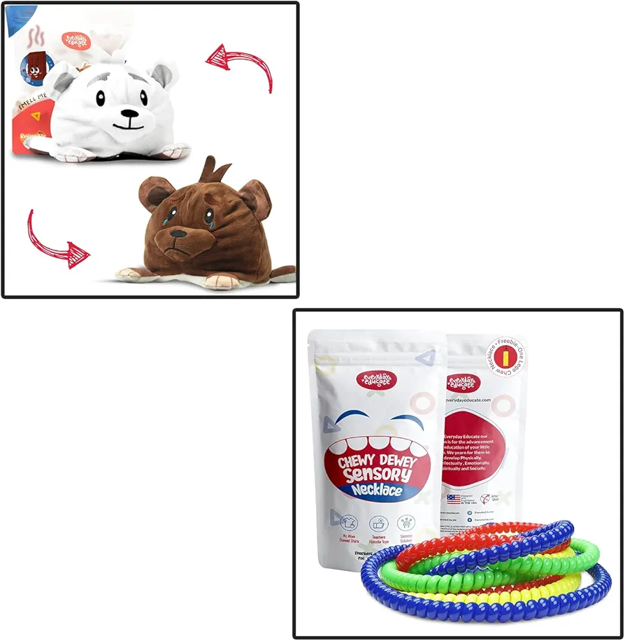 Reversible Toy Plush for Girls & Boys & Durable Sensory Chew Necklace for Kids - Bundle of 2