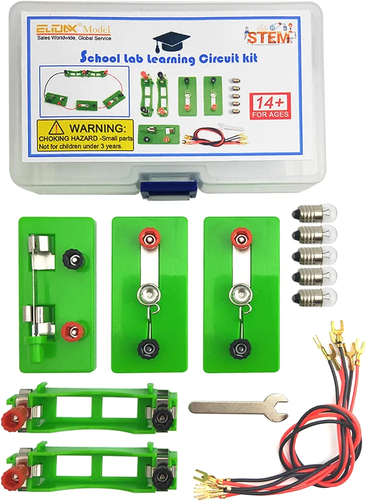 EUDAX Physics Science Lab Learning Circuit kit,Electricity Experiment Set,Building Circuits for Kids Junior Senior High School Students (Basic kit)