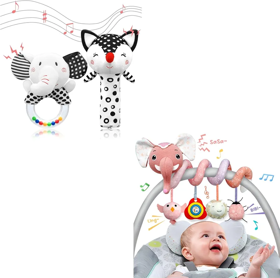 XIXILAND Baby Rattles 0-6 Months Newborn Toys & Musical Car Seat Toys Stroller Toys, Baby Toys 0-3 Months Infant Toys 0-6 Months Crib Toys, Baby Toys for 0 3 6 9 12 Months Girls Boys