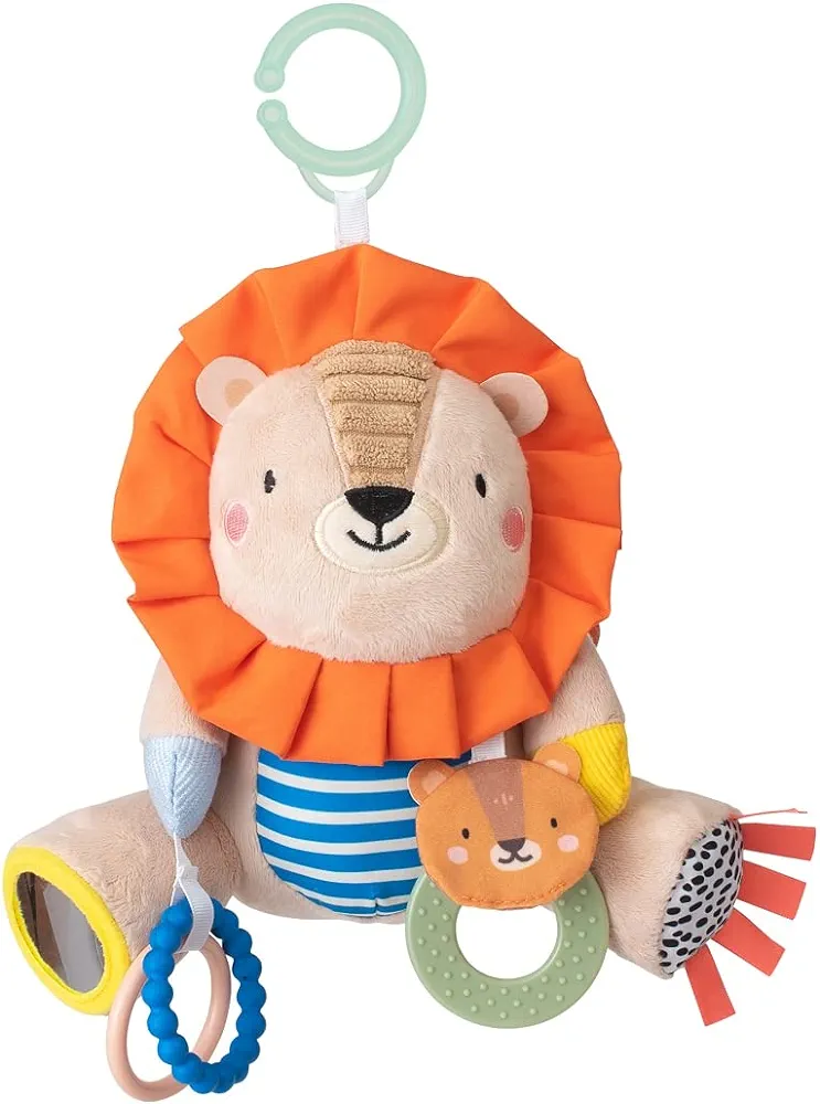 Taf Toys Harry The Lion, Newborn & Baby Developmental Soft Activity Toy. Helps Develop Motor Skills. Perfect for Multi Sensory Play with a Mirror, Teethers & Rattles. Textures and Sounds. 3-6 Months