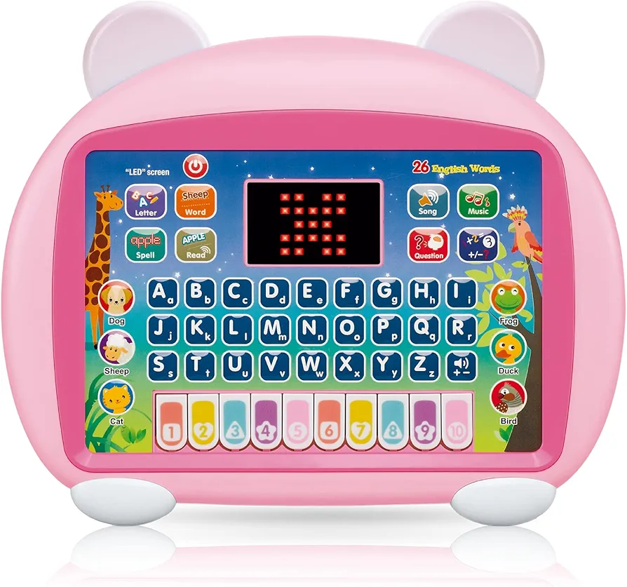 Electronic Learning Educational Resources Toy: Interactive Tablet Sensory Toys for Toddlers 1-2-3-4 Year Old Girls Boys Gifts with Alphabet, Numbers, Music, Math for Preschool Children