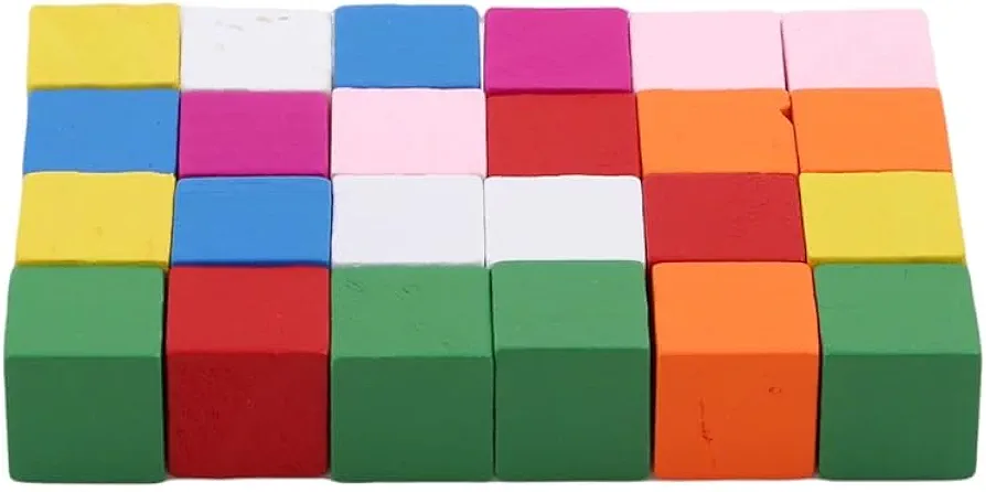 50pcs/Pack Montessori Colorful Wood Cube Blocks Bright Assemblage Block Early Educational Early Learning Toys Kids Children