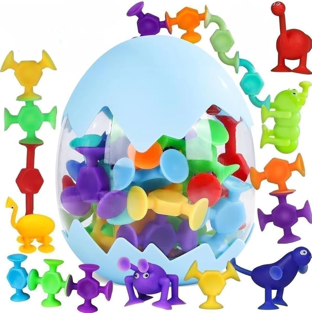 Bath Toys 27 PCS Suction Toys Sensory Toys for kids ages 4-8 Boys Girls Stress Release Toys Travel Toys Suction Cup Toys Silicone