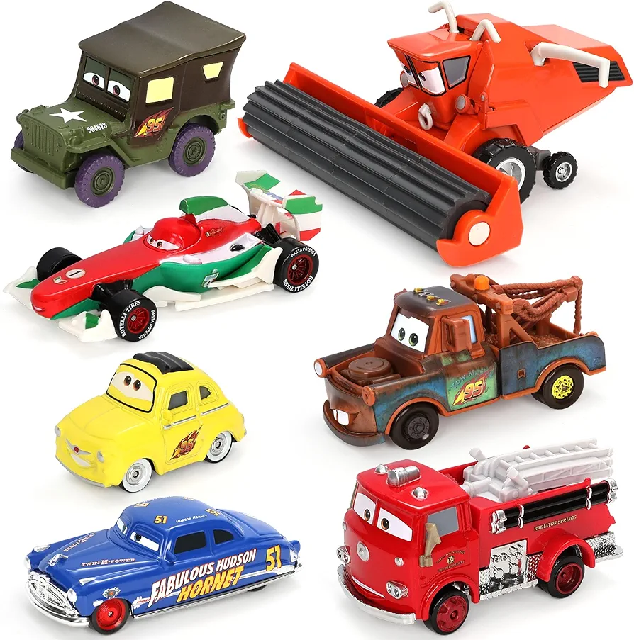 Cars Toy Tractor Car Set - 7PCS Movie Themed Metal Die Casting Tractor Mini Car Figures Toy Portable Collectible Toy Cars for Kids Boys Girls Birthday Party Gifts Toy Vehicles