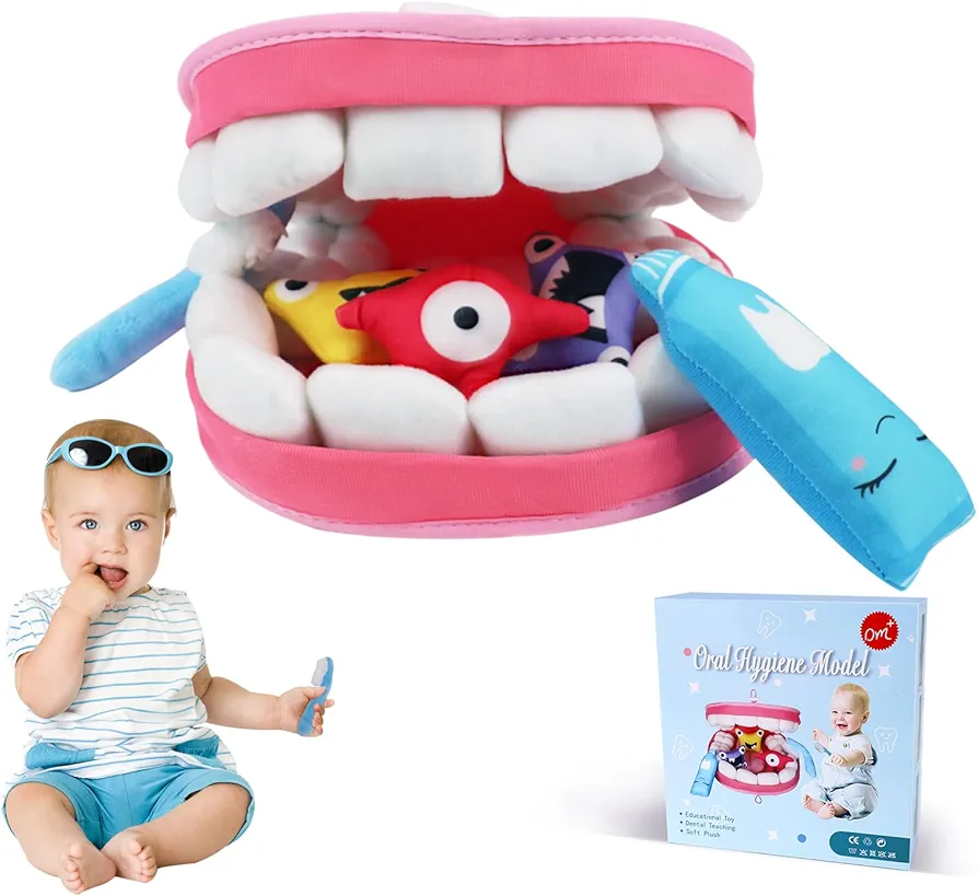 vocheer Educational Plush Toy, Preschool Montessori Educational Toys for Kids, Teaching Kid How to Protect Teeth and Learning What in Their Oral