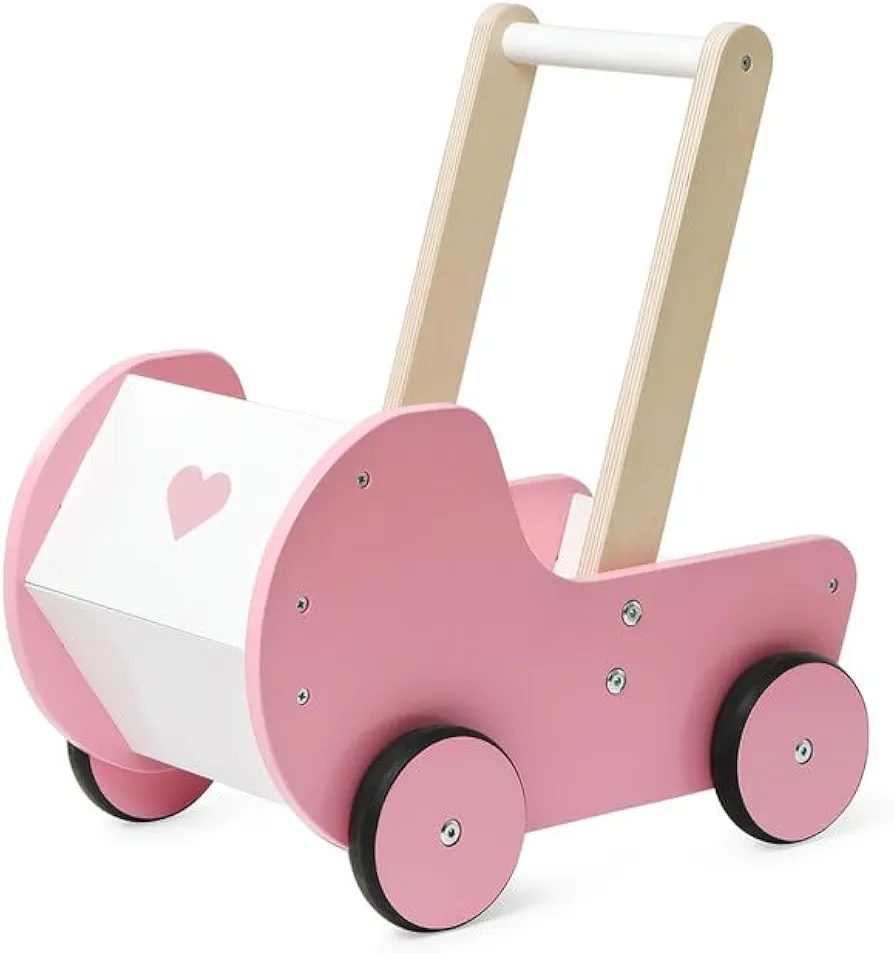 Baby Push Walker Toys, Toddler Walking Wooden Toy, 2-in-1 Multi-functional Push Walker for Infant/Child, 4 Wheel Wooden Baby Walker Toy for Girls Boys