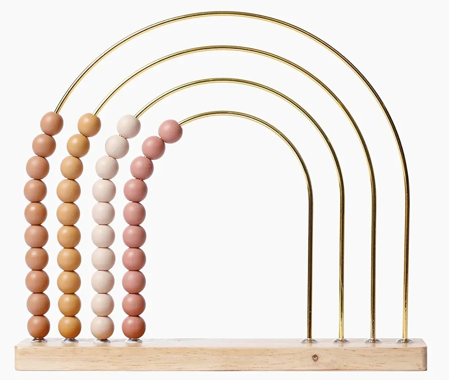 Boho Rainbow Abacus - STEM Toy- Boho Nursery Decor and Playroom Decor- Math Toddler Toy with Beads- Montessori Toys - Aesthetic Modern Educational Wooden Toys