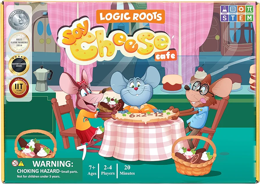 Logic Roots Say Cheese Multiplication Game - Fun Math Board Game for 7-10 Year Olds, Easy Start Advanced STEM Toy, Perfect Educational Gift for Girls & Boys, Homeschoolers, Grade 2 and Up