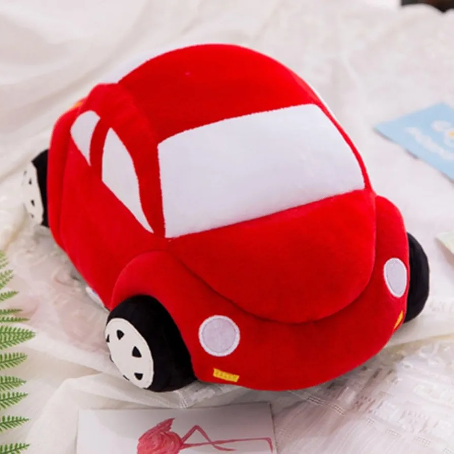 Car Plush Stuffed Cushion Truck Toy Super Cute Car Plush Pillow, Cute Cartoon Throw Pillow to for Little Boys, Girls Great Gift (red)