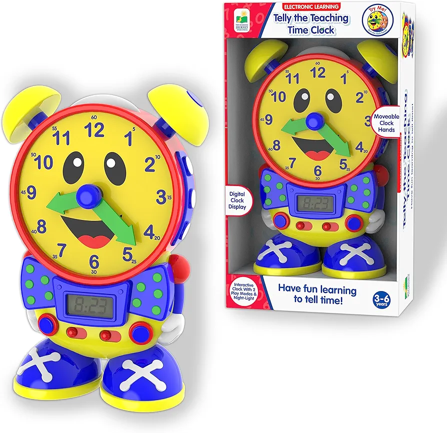 The Learning Journey Telly The Teaching Time Clock - Electronic Analog & Digital Time Telling Aid with Two Quiz Modes & Night Light - Telling Time Teaching Clock - Award Winning Toys