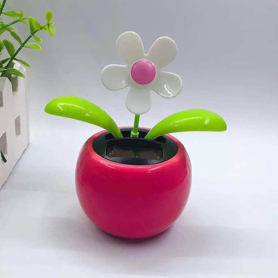 Rose Red Solar Dancing Flower Car Dashboard Decorations - Funny Solar Powered Dancing Flower Pot Flower Swinging Toy for Car Decor Funny Gifts for Friends Solar Power Kits Learning and Education