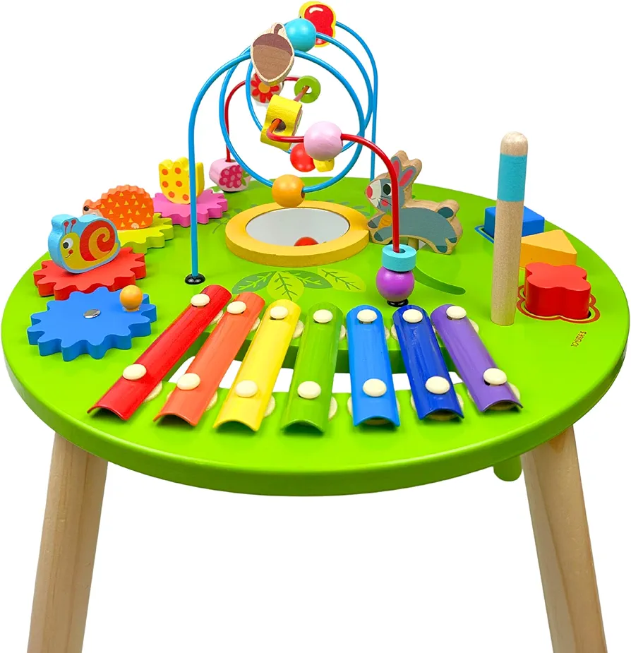 TOYSTER'S Activity Table, Learning Table for Toddlers, Wooden Montessori Toys, with Bead Maze, Sensory Play, Gifts for Girls Boys, Multi Color, Interactive, Developmental Toy, Kids Toys Wood