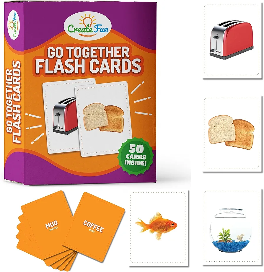 Go Together Flash Cards | 50 Matching Language Development Educational Photo Cards | with 7 Starter Learning Games | for Parents, The Classroom, Toddler Learning Activities & Speech Therapy Materials